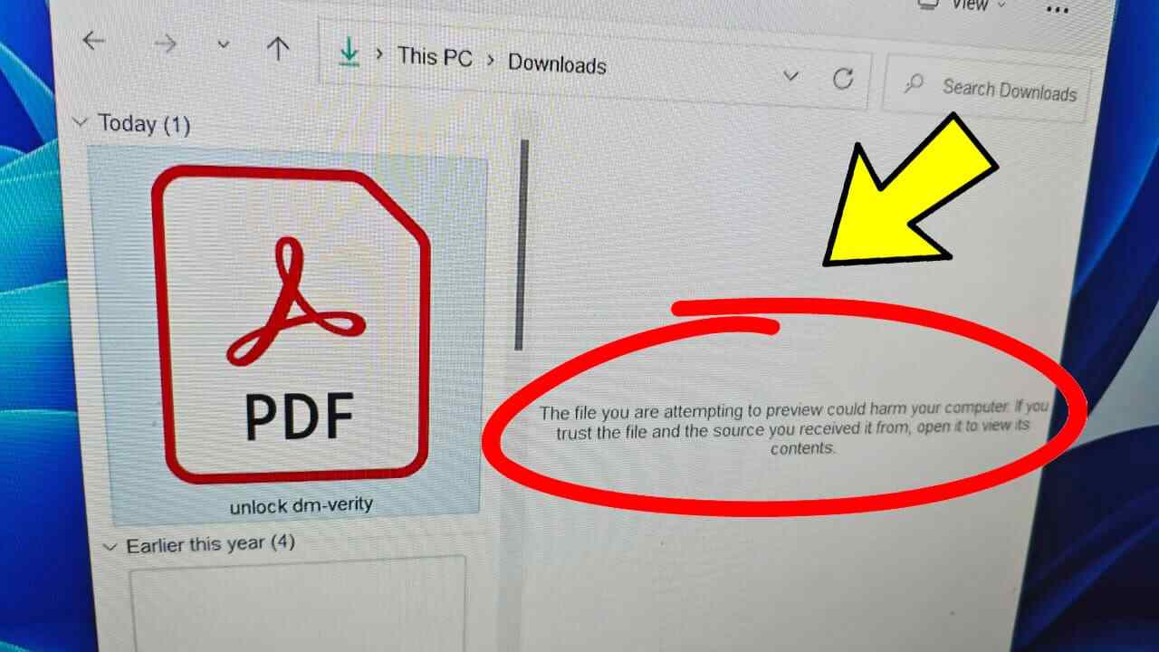 "file could harm your computer" error Windows 11
